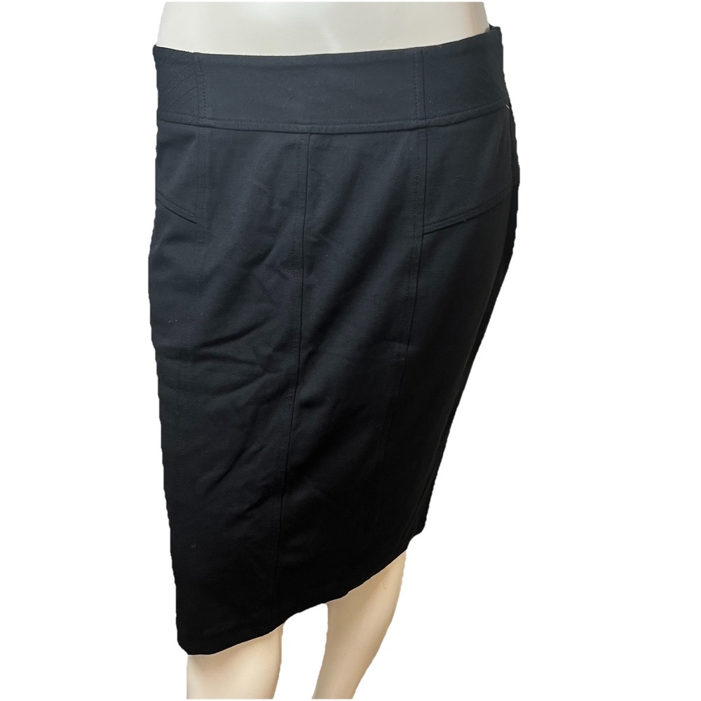 Chico's Women's Straight Pencil Skirt Sz 1 (M) Black Knee Length Career Stretch